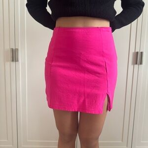 Lulus Vibrant Pink Mini Skirt with slit size medium